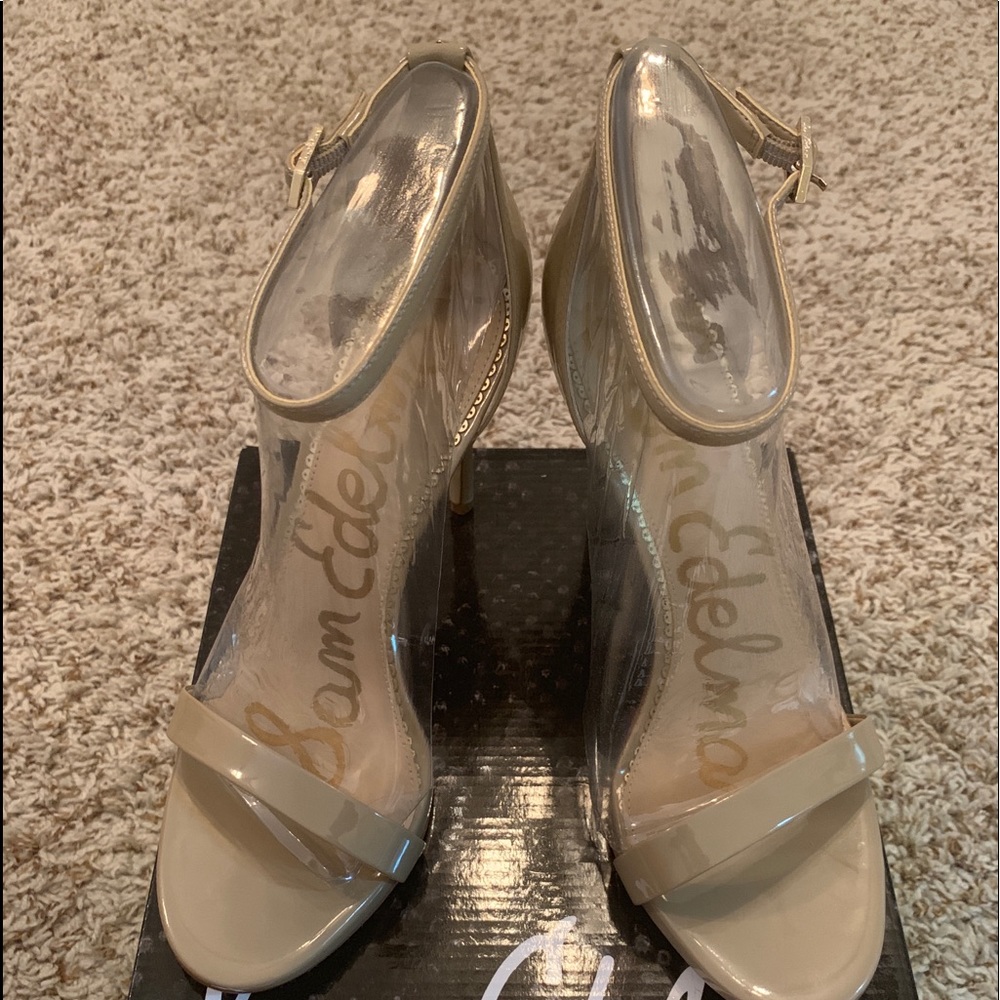 Sam Edelman Ariella Nude Patent Ankle Strap Heel